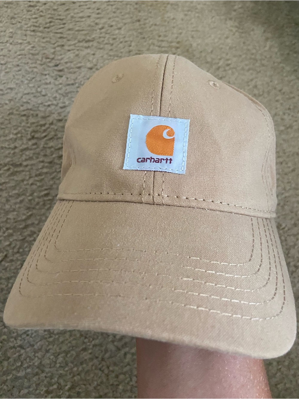 Carhartt  Beige/Tan Canvas Cap with Orange Logo Patch